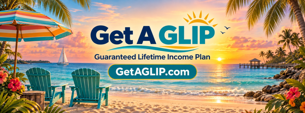 Get A GLIP - Guaranteed Lifetime Income Plan, beach sunset banner